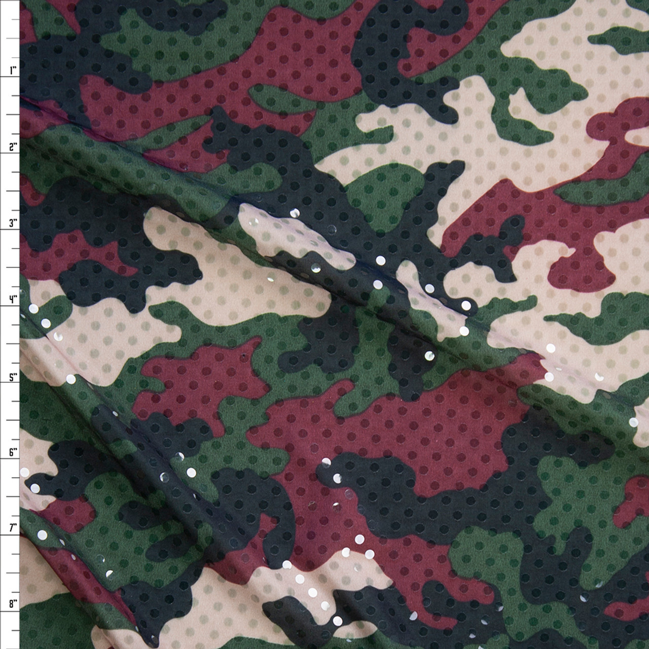 Wine Camouflage Stretch Knit Fabric ...